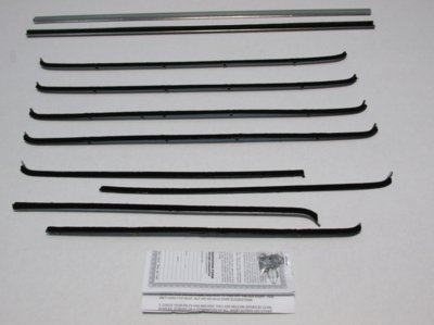 1955-57 Chevy 4 Door Wagon (Except Bel Air) Authentic Window Felts Whiskers Kit& Division Bars (1...