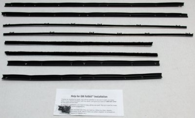 1965 GTO & Lemans 2 Door Hardtop Replacement Window Felts Whiskers Kit (8pcs)