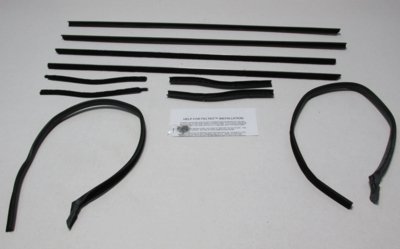 1967-68 Mustang Convertible Deluxe Authentic Window Felts Whiskers Kit (10pcs)