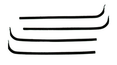 1967-70 Ford Pickup Truck Authentic Window Felts Whiskers Kit with Chrome Bead (4pcs)