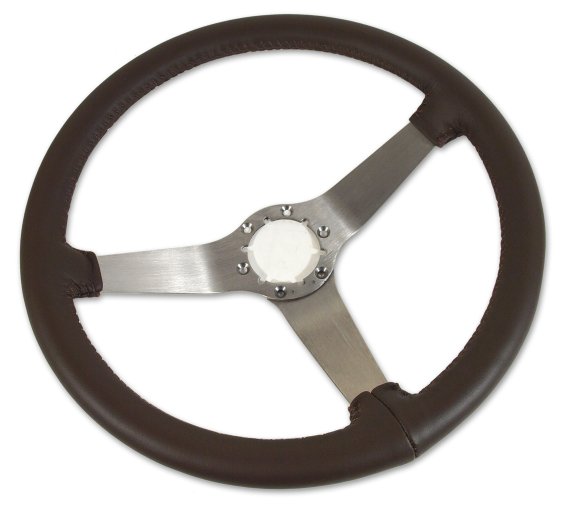 Steering Wheel Dark Brown Leather Satin Spokes For 1977-1978 Corvette