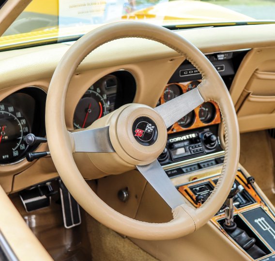 Steering Wheel Buckskin Leather Satin Spokes For 1977 Corvette