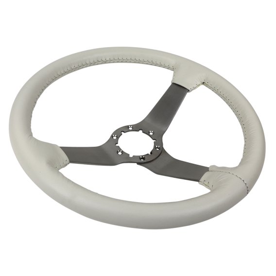 Steering Wheel White Leather Satin Spokes For 1977 Corvette