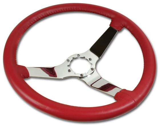 Steering Wheel Red Leather Chrome Spokes For 1982 Corvette