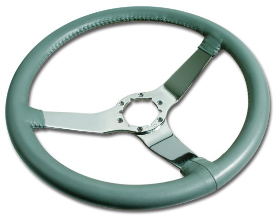 Steering Wheel Silvergreen Leather Chrome Spokes For 1982 Corvette