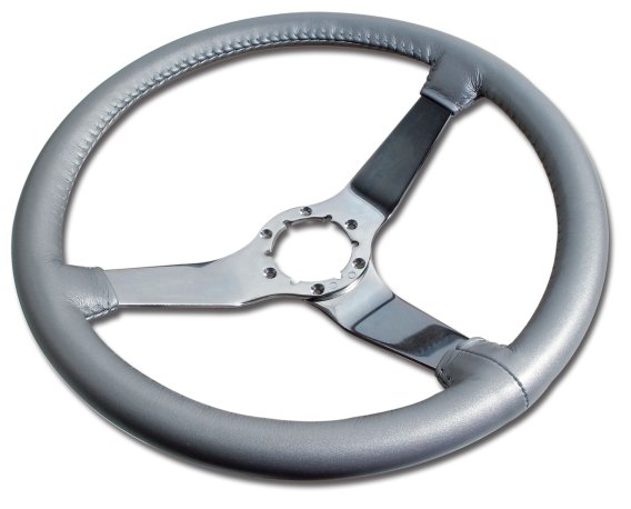 Steering Wheel Silver Leather Chrome Spokes For 1981 Corvette