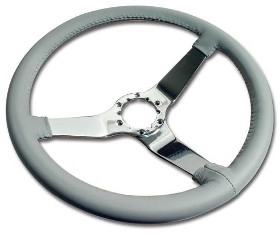 Steering Wheel Smoke Leather Chrome Spokes For 1977 Corvette