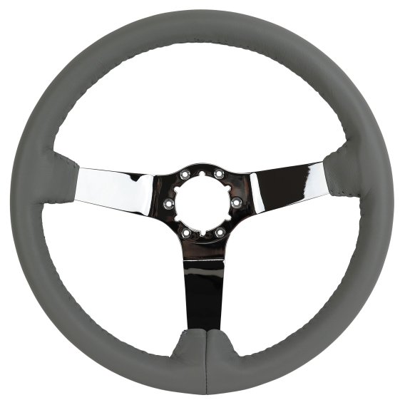 Steering Wheel Gray Leather Chrome Spokes For 1982 Corvette