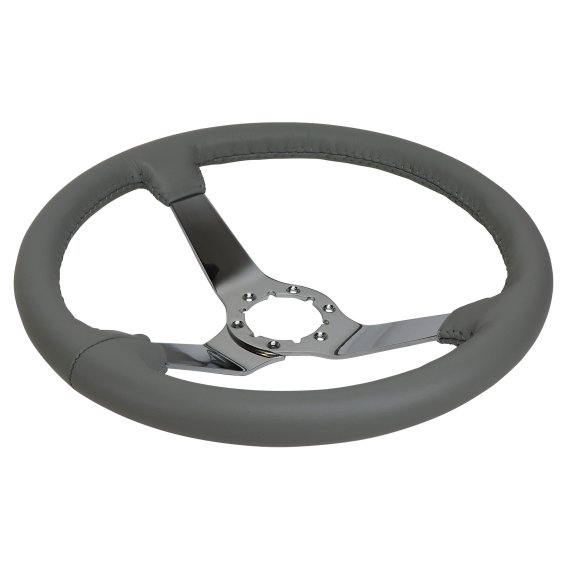 Steering Wheel Gray Leather Chrome Spokes For 1982 Corvette