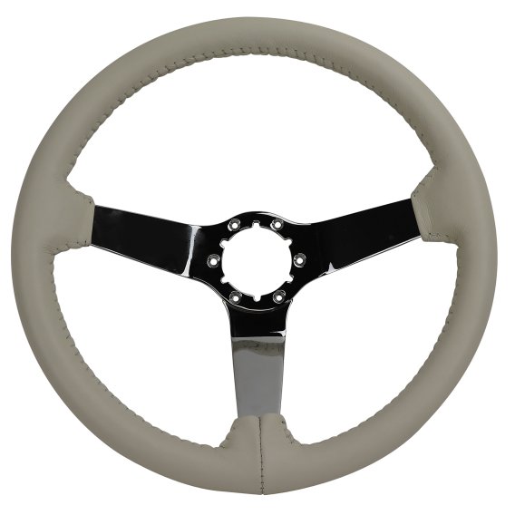 Steering Wheel White Leather Chrome Spokes For 1977 Corvette