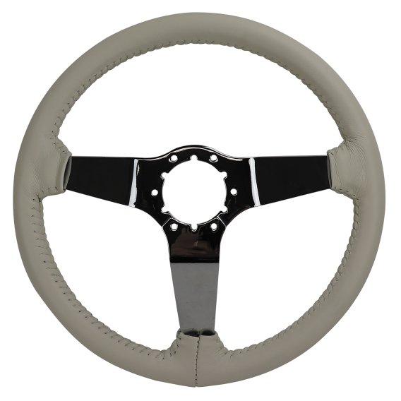 Steering Wheel White Leather Chrome Spokes For 1977 Corvette