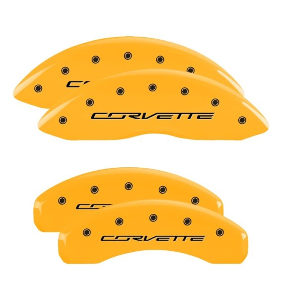 2014-2019 C7 Corvette Yellow Powder Coat Caliper Covers with Corvette Logo