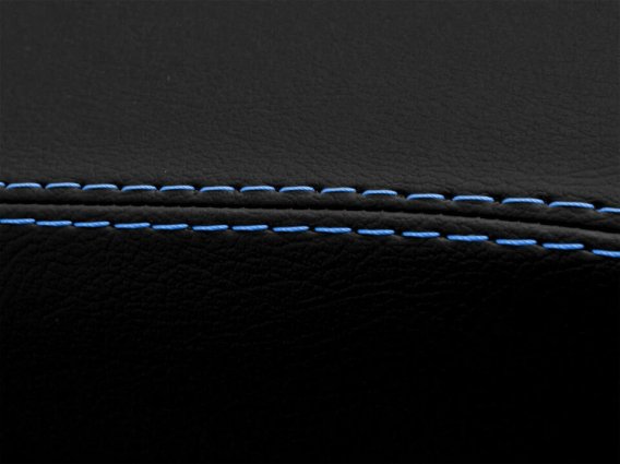 2016-2023 Camaro Console Lid Pull Over Armrest Cover Leather Blue Stitch