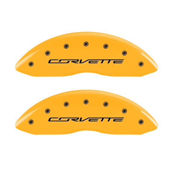 2014-2019 C7 Corvette Yellow Powder Coat Caliper Covers with Corvette Logo