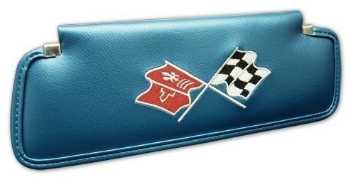 C3 1969-1973 Corvette Sunvisors Pair Embroidered with Logo Bright Blue