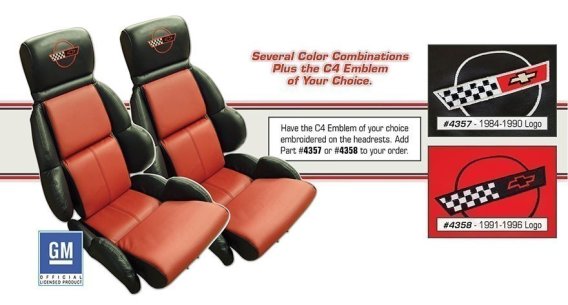 C4 1984-1996 Corvette Embroidered Custom Leather Standard Seat Covers