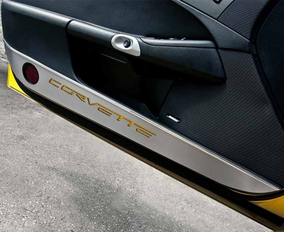 2005-2013 Corvette C6 Brushed Door Guards w/C6 Logo