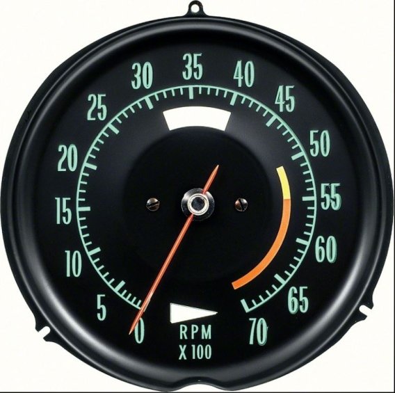 Tachometer- 5500 RPM Red Line For 1969-1971 Corvette