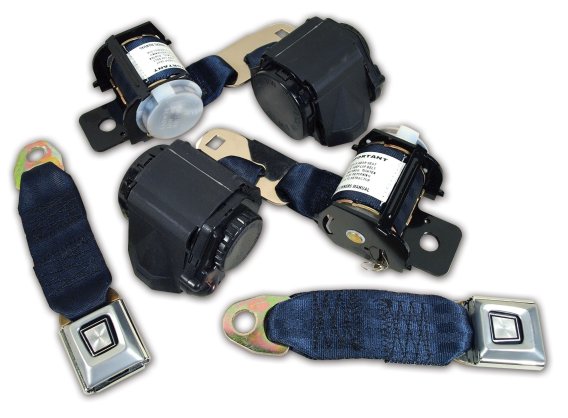 1974-1975 C3 Corvette CA Navy Blue Lap And Shoulder Conv Seat Belts