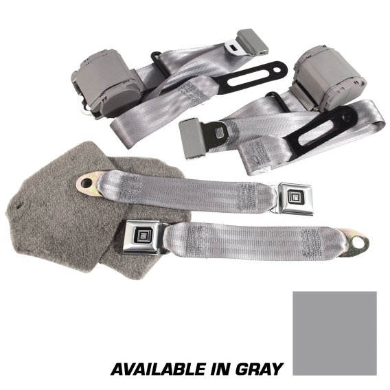 1992-1996 C4 Corvette Gray Lap & Shoulder Seat Belts Single Retractor