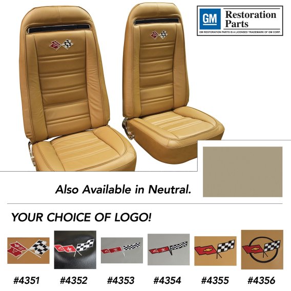 Embroidered OE Style Seat Covers Neutral Leather/Vinyl For 1975 Corvette