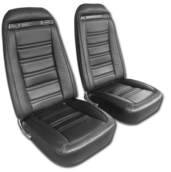 Leather Seat Covers- Black 100%-Leather For 1975 Corvette