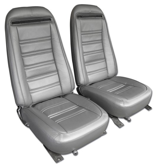 Leather Seat Covers- Silver 100%-Leather For 1975 Corvette