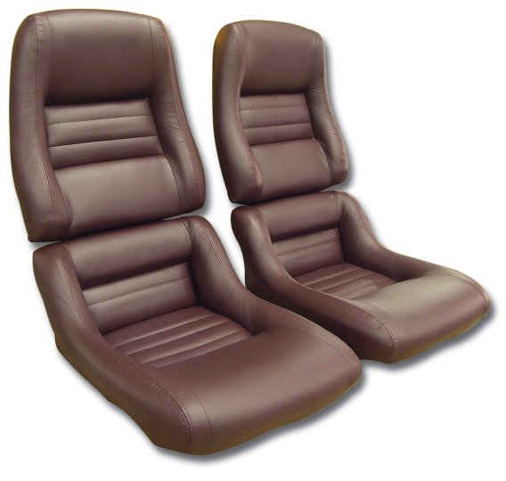 Leather Seat Covers Claret Leather/Vinyl Original 2" Bols For 80 Corvette