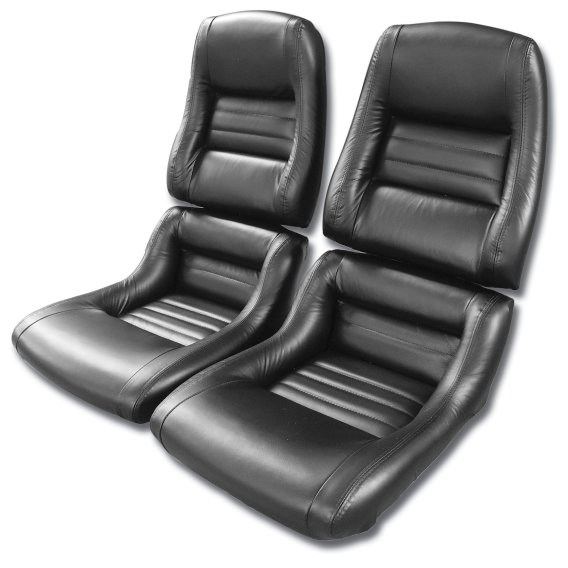 Leather Seat Covers Black 100%-Leather 2" Bolster For 1979-1981 Corvette