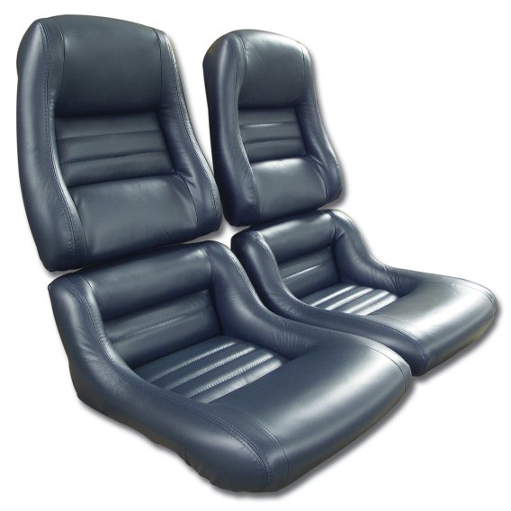 Leather Seat Covers Dark Blue 100%-Leather 2" Bolster For 1982 Corvette