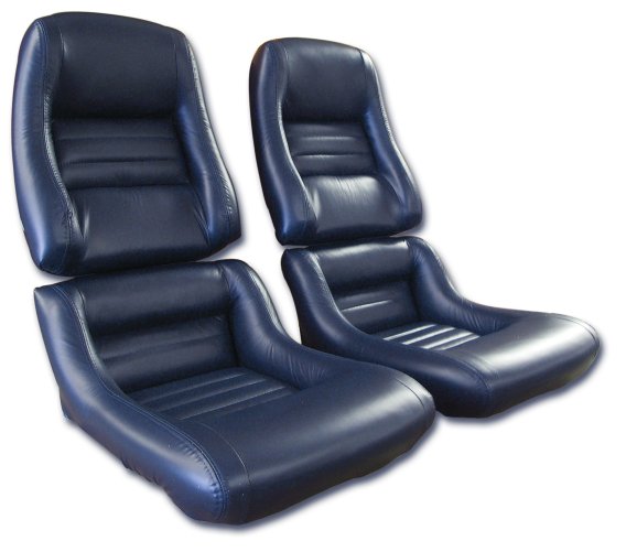 Leather Seat Covers Dark Blue 100%-Leather 2" Bolster For 79-81 Corvette