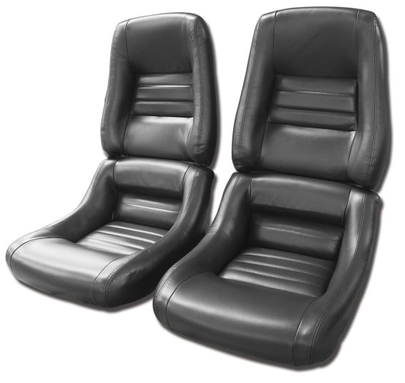 Leather Seat Covers Charcoal Leather/Vinyl Original 4" Bolster For 82 Corvette