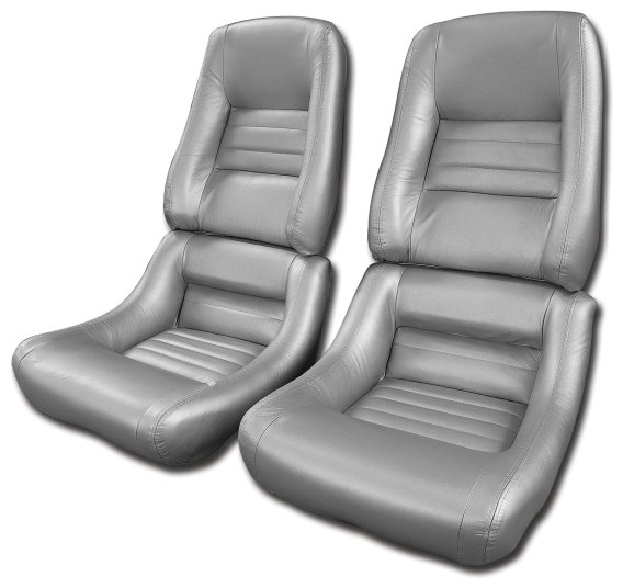 Leather Seat Covers Silver Pace Leather/Vinyl Original 4" Bolster For 78 Corvette