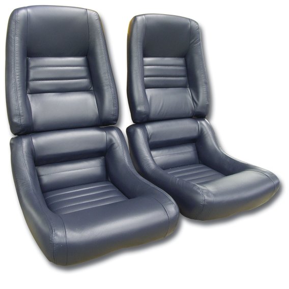 Leather Seat Covers Dark Blue 100%-Leather 4" Bolster For 1982 Corvette