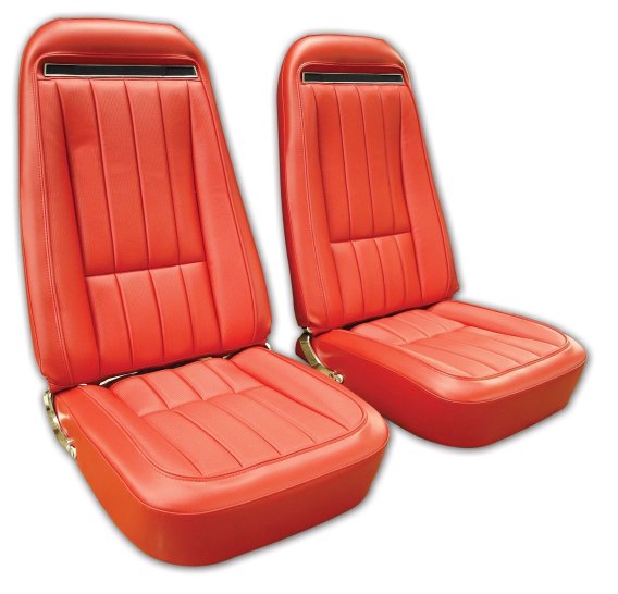 Leather-Like Vinyl Seat Covers- Red For 1972 Corvette