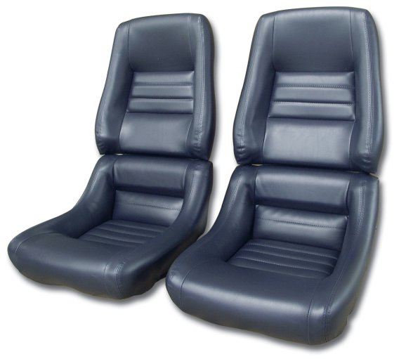 Leather-Like Vinyl Seat Covers Dark Blue 4" Bolster For 79-81 Corvette