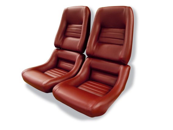 Mounted "Leather-Like" Vinyl Seat Covers Red 4" Bolster For 1982 Corvette