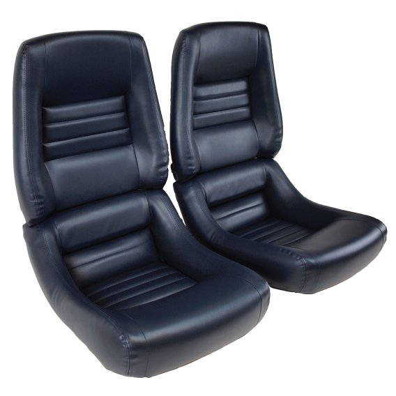 Mounted Leather-Like Vinyl Seat Covers Dark Blue 4" Bolster For 82 Corvette