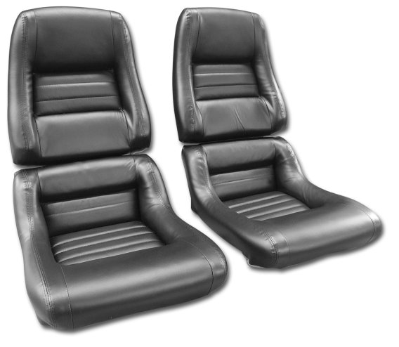 Mounted Leather Seat Covers Black 2" Bolster For 1979-1981 Corvette