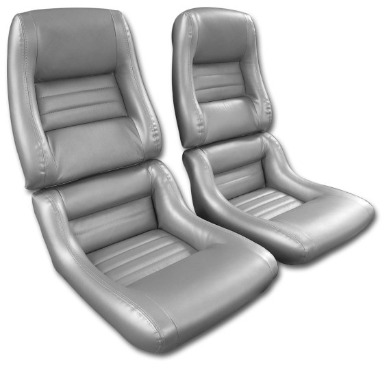 Mounted Leather Seat Covers Silver Lthr/Vnyl Original 2" Bolster For 81 Corvette