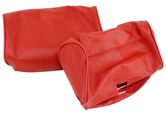 Headrest Covers- Red Leather For 1966 Corvette