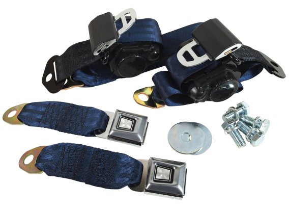 Navy Lap & Shoulder Seat Belts Single Retractor For 1974-1977 Corvette