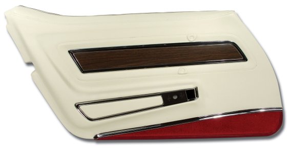 Door Panel White W/Firethorn Carpet Deluxe LH For 1976 Corvette