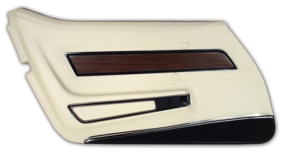 Door Panel White W/Black Carpet Deluxe LH For 1976 Corvette