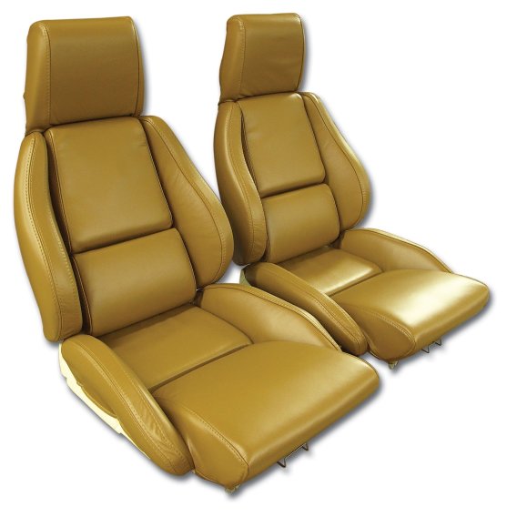 OE Style 100% Leather Standard Seat Covers W/O Perforated Inserts Saddle For 88 Corvette