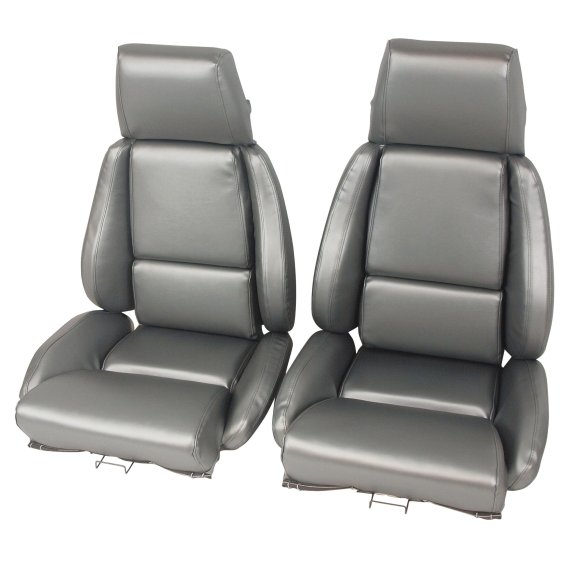 468469 OE Style 100% Leather Standard Seat Covers W/O Perforated Inserts Gray For 84-87 Corvette