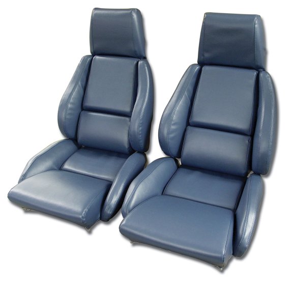 468470 OE Style 100% Leather Standard Seat Covers W/O Perforated Inserts Blue For 84-85 Corvette