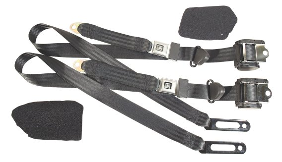 Black Lap & Shoulder Seat Belts Single Retractor For 1984-1996 Corvette