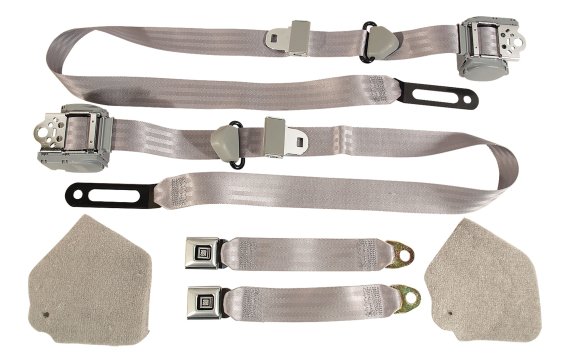 Silver Lap & Shoulder Seat Belts Single Retractor For 1984-1987 Corvette