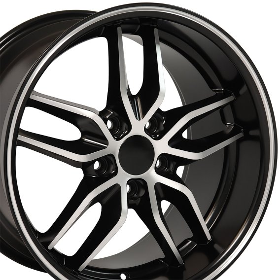 C7 Z51 Deep Dish Style Repli Wheel Satin Black Machined Face 17X95 For 1988-04 Corvette